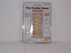Tiny Tumble Tower World's Tiniest Wooden Tower Game 48 Pc Tweezers Dice New - Picture 1 of 2