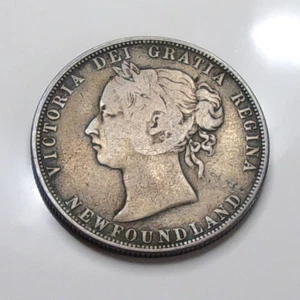 1881 Neufundland Kanada 50 Cent Silber 50 Cent geringe Auflage von 50.000 Münzen - Bild 1 von 5