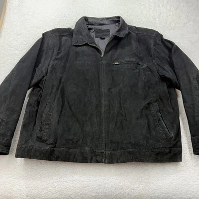 Knightsbridge Hombres Negro Cuero Genuino Gamuza Chaqueta Cremallera Frontal Cuello 2XL Foto 1 de 4