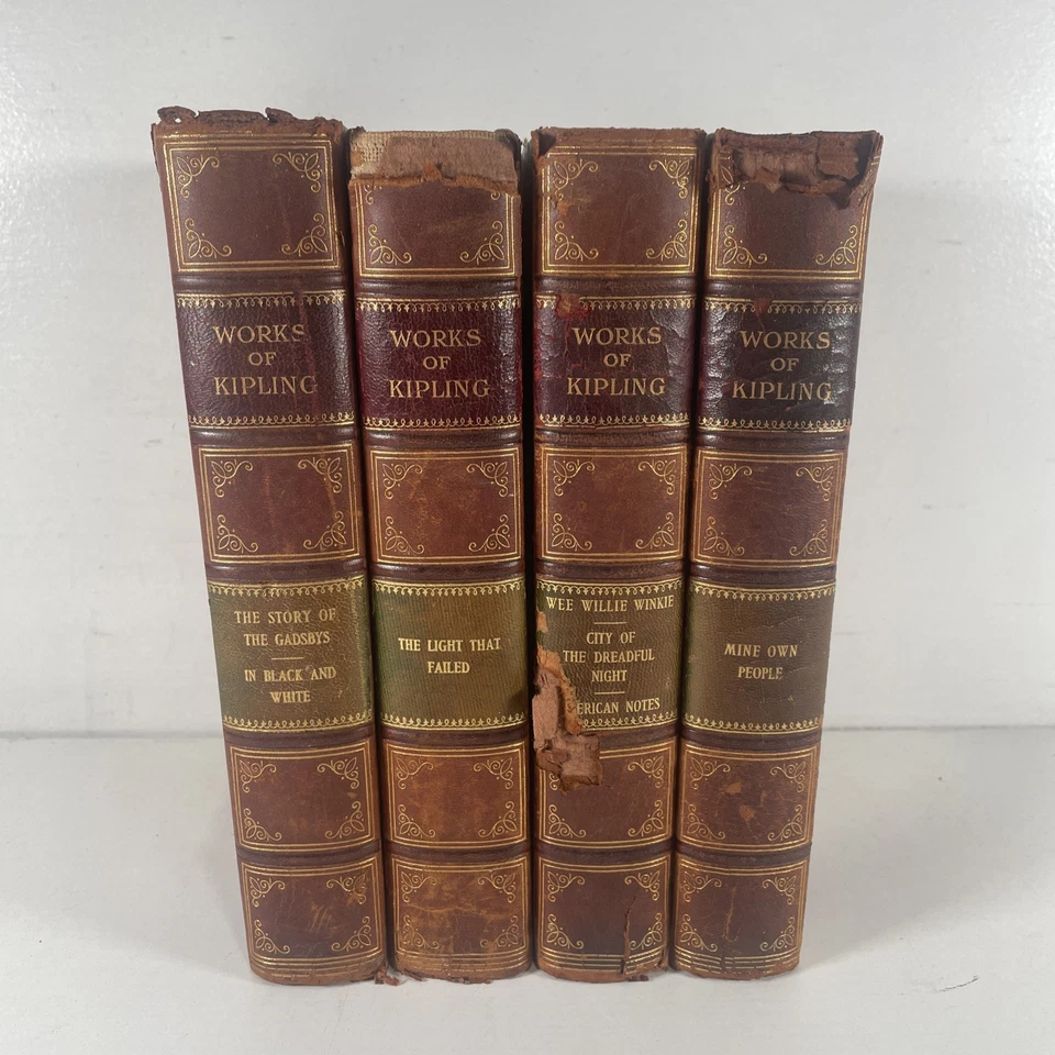 Antique 1909 Kipling's Works Rudyard Kipling Edition De Luxe - Set Of 4 Foto 1 de 4