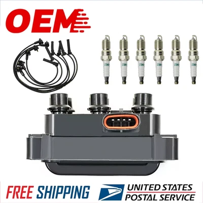FD480 Ignition Coil & 6 Spark plug & 6 wire For Ford Explorer Sport Trac V6 4.0l Foto 1 de 4