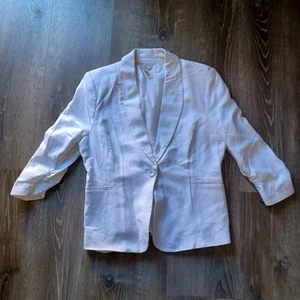 NWOT Jules & Leopold Womens White Linen Blazer Jacket One Button Casual Sz L - Picture 1 of 12