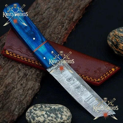 Дамасская сталь танто 8,75 дюймов нож ручной работы ручной ковки охотничьи ножны ножны - Изображение 1 из 4