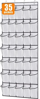 35 Large Pockets Over The Door Shoe Organizer Sturdy Oxford Fabric Hanging Shoe - Image 1 of 4