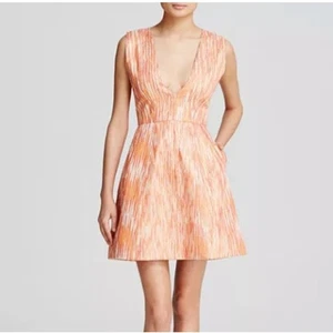 Alice + Olivia NWT Orange Pacey Lantern Striped Mini Dress Size 0 - Picture 1 of 11