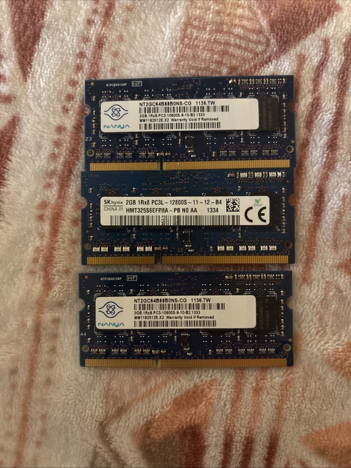 Ddr3 So-dimm Sodimm 3 x 2gb Skhynix Sk Hynix And Nanya ( 6gb Total ) - Image 1 of 1