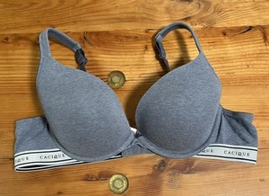 Cacique Boost Plunge Bügel BH Blau Baumwolle Größe 44B Logoband - Bild 1 von 5