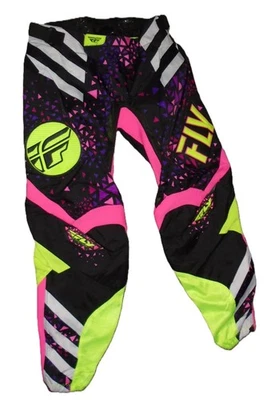 Fly Racing Pants Girls Size 0-2  Motocross Kinetic Pro Black yellow pink - Image 1 of 2