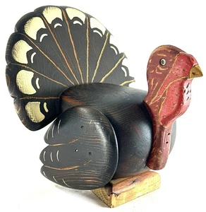 Beaver Creek Holz Truthahn Figur 7" handbemalt Volkskunst Erntedank Dekor - Bild 1 von 8