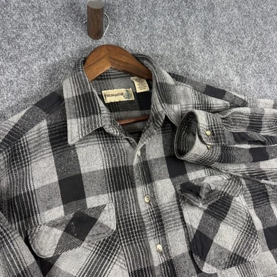 Camisa de franela Fieldmaster para hombre grande gris negra a cuadros manga larga abotonada Foto 1 de 4