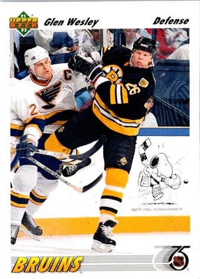 1991 Upper Deck Glen Wesley #370 Boston Bruins Hockey Card - Image 1 of 2