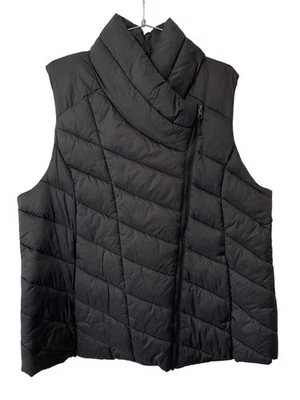 Chaleco Acolchado Nicole Miller Talla XXL Acolchado Asimétrico Cremallera Negro Cálido Exterior Foto 1 de 4