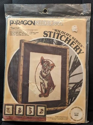 1978 Paragon Needlecraft Crewel Embroidery Kit TIGER CUB Wildlife Series 0833 - Image 1 of 3