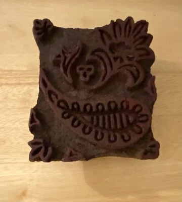 Antique Wood Wallpaper Print Block-Paisley Flower Leaf - Image 1 of 4