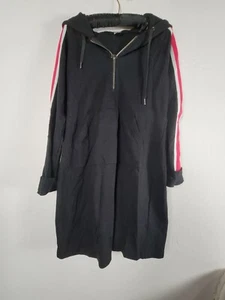 Venus Women's Long Sleeve 1/4 Zip Hooded Casual Sweatshirt Dress Black Medium - Picture 1 of 9