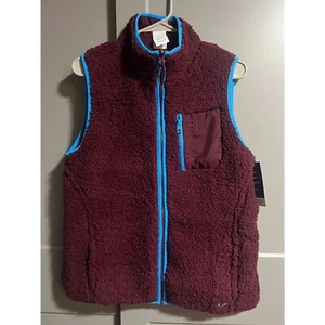 NWT Champion Women Reversible Full Zip Sherpa Vest Pockets Burgundy Small - Picture 1 of 11
