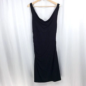 White House Black Market Black Sleeveless Dress Cowl Draped Neck Ruched Size 6 - Picture 1 of 9