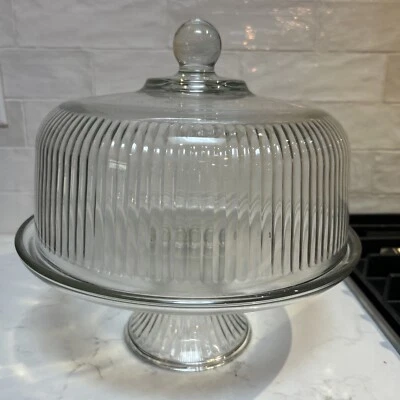 Anchor Hocking Entertainers 2 Pc Cake/Salad Set In Original Box - Image 1 of 4