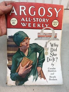 Argosy All Story Weekly July 16, 1927 Why did she Do It pulp fiction book mag - Picture 1 of 2