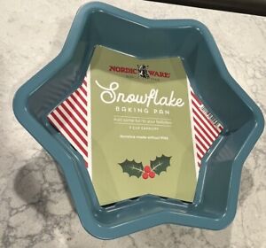 Christmas Snowflake Cake Pan Nordic Ware 9.8" Carbon Steel Snowflake Shaped Blue