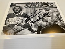 Yvon Barrette Denis Lemieux Charlestown Chiefs Autographed SlapShot Photo 8x10