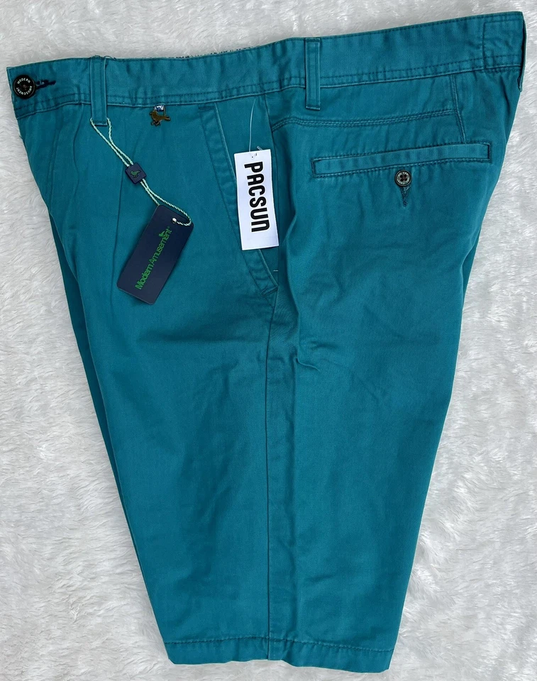 Nuevo PACSUN MODERN AMUSEMENT Azul Verde Algodón VANS Pájaro Logo Plano Hombres Pantalones Cortos 32 Foto 1 de 4
