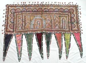 Ethnic Tapestry Rabari Tribal Mirror Embroidery Decor Door Valance Indian Toran