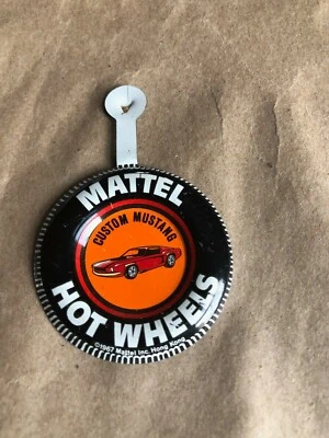 1967 Mattel Hot Wheels Red Line Custom Ford Mustang metal collectors button - Image 1 of 2