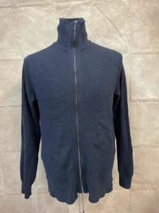 Perry Ellis Men's Full Zip Cardigan Dark Blue Merino Blend Size M - Picture 1 of 5