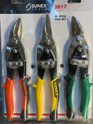SUNEX 10" AVIATION SNIPS 3-PIECE SET LEFT-RIGHT-STRAIGHT BRAND NEW SEALED PCKAGE - Image 1 of 3