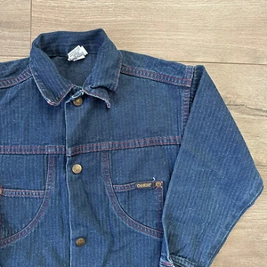 vtg 90s osh kosh denim jacket kids size 7 barn chore Coat usa made Herringbone - Picture 1 of 11