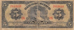 Mexico 5 Pesos 24.4.1963 Series AJG Prefix Z Circulated Banknote LVZ - Picture 1 of 2