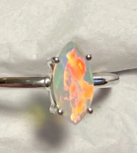 Gorgeous Faceted Ethiopian Opal Ring 925 Sterling Silver Size 8.5🌹Awesome! - Picture 1 of 11