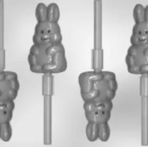 Conejo de Pascua 3" piruleta chocolate caramelo molde conejo (3 piezas) - Imagen 1 de 5