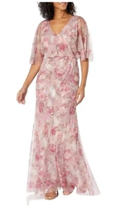 Adrianna Papell Damen Kurzarm Perlen langes Kleid Gr. 8 $ 320 Neu mit Etikett - Bild 1 von 13