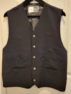 Mc'KaRelli GILET UOMO nero vestibilità moderna ricamato bottoni danza elegante ballo, med - Foto 1 di 11