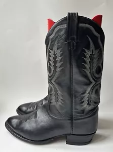 Stivali Tony Lama Longhorn da uomo in pelle nera cowboy western punta R 2914 taglia 11 D - Foto 1 di 11