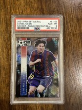 2021 Leaf Pro Set Metal Lionel Messi RED WHITE & BLUE MOJO /3 PSA 8