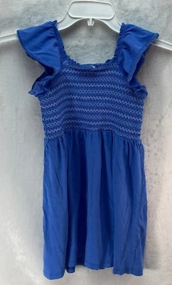 Crewcuts J. Crew девочек размер 7 со сборками флаттер платье через плечо синий хлопок трикотажа - Изображение 1 из 4