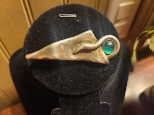 RAR Vintage Handarbeit 925 Sterling Silber Brosche grün  - Bild 1 von 4