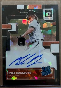 2022 Donruss Optic Rated Rookie Auto Cracked Ice Black MIKE BAUMANN (#25/30) - Picture 1 of 2