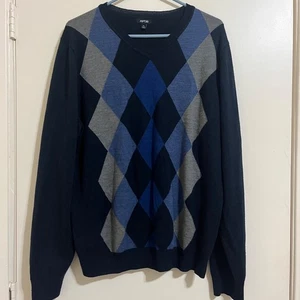Dark Academia Mens Argyle Wool Blend Sweater Sz XL Retro Y2K Timeless Preppy Ivy - Picture 1 of 7