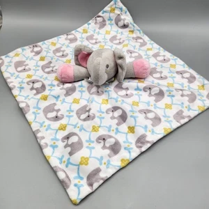 Zooawa Elephant Security Blanket Lovey Plush Baby Toy Gray White Blue Pink Soft - Picture 1 of 8