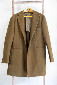 Takeshy Kurosawa Olive Topcoat or Car Coat. Italian Sz56. U.S. Large - Picture 1 of 8