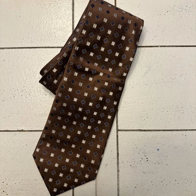 ATELIER F&B GENEVE Men's Necktie 3.75"x60" Made in France Silk Brown - Image 1 of 4