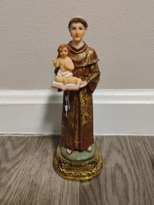 St. Antonius von Padua Harz Statue Jesuskind 8 cm. Wunderschön  - Bild 1 von 7