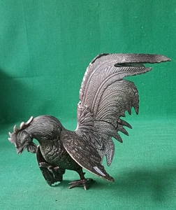 GALLO DA COMBATTIMENTO OTTONE MASSICCIO ARGENTATO ANNI '70 ITALY VINTAGE. DA92 - Foto 1 di 11