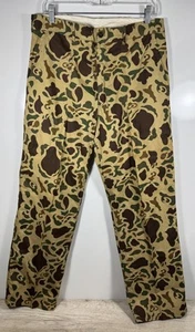 VTG Med 32x30 Frogskin Duck Spot Camo Adj Waist Hunting Pants Cotton Black Sheep - Picture 1 of 15