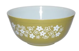 Vintage Pyrex von Corning Schüssel 2 1/2 Quart Frühlingsblüte Crazy Daisy grün mischen - Bild 1 von 10