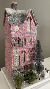 Cody Foster 15.5" Red Tall City Townhouse with Dog Christmas Village House - Picture 1 of 14